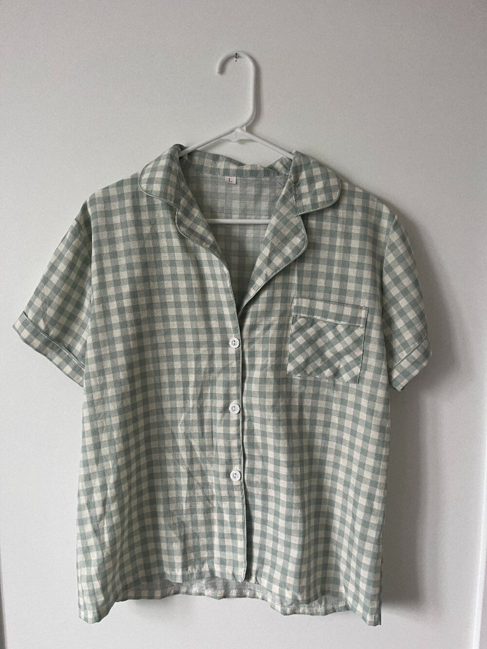 SHEIN Teal + White Plaid Pajama Set Size Large